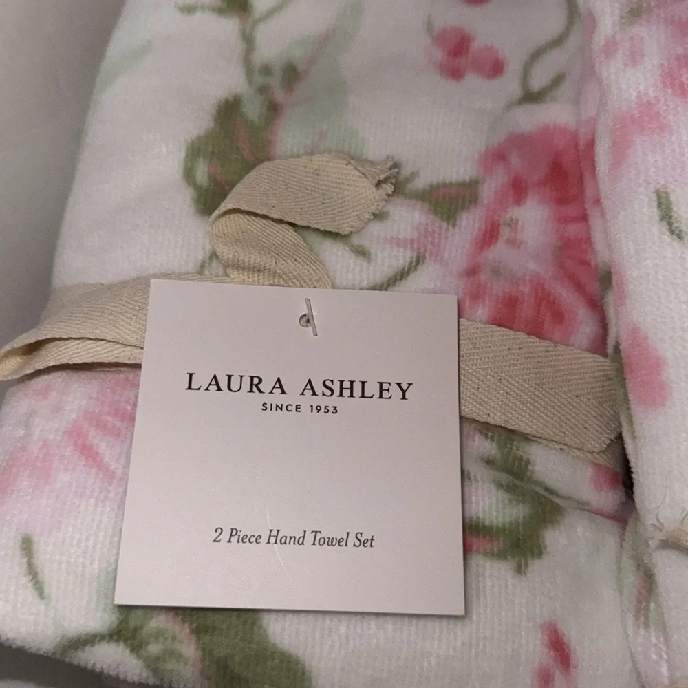 NWT Laura Ashley 6 Piece Velour Cotton Bath Towel Set Morning Gloria Pink Floral